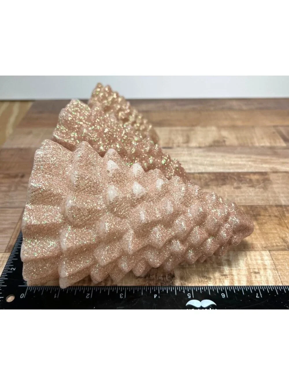 Set Of 3 Glittered LED Christmas Trees In Rose Gold - Battery Operated Festive